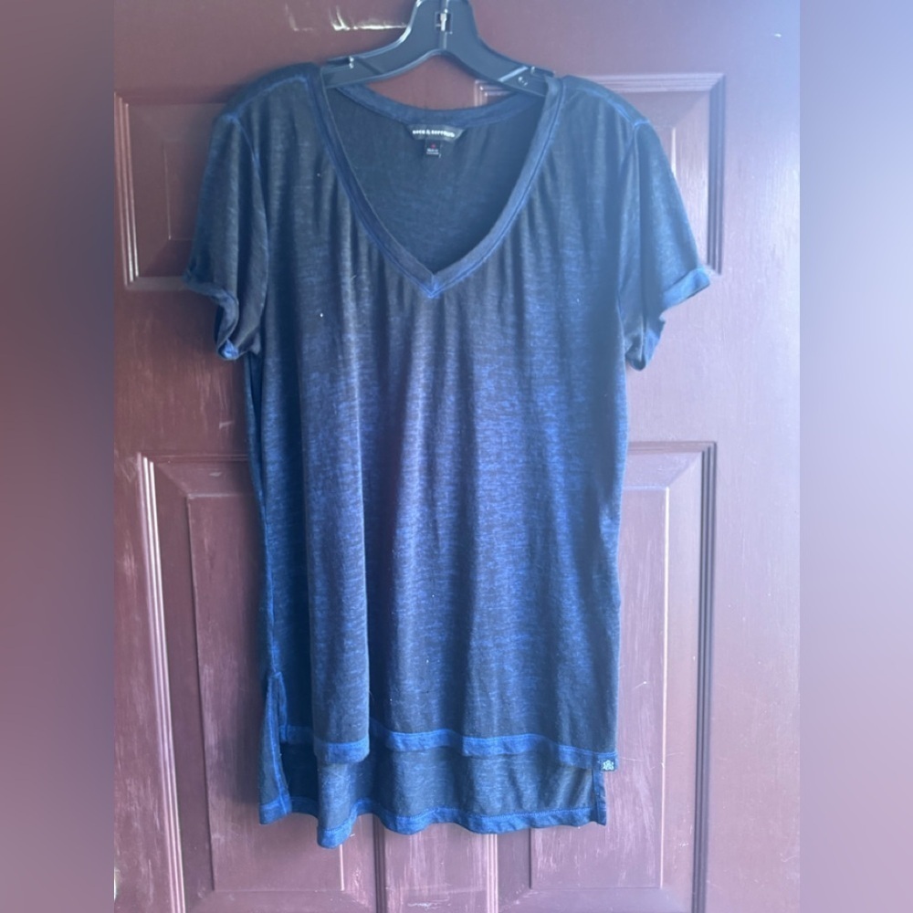 Rock & Republic Sheer Black Tee Shirt Size Medium